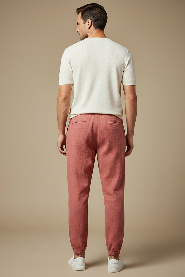 Pantalon Parachute Rouge Brique Coton Ample Décontracté Homme - vue 2