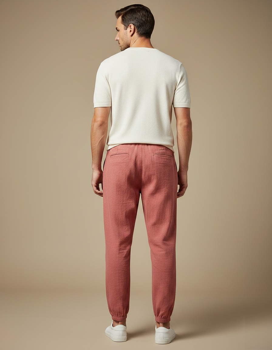 Pantalon Parachute Rouge Brique Coton Ample Décontracté Homme - vue 2