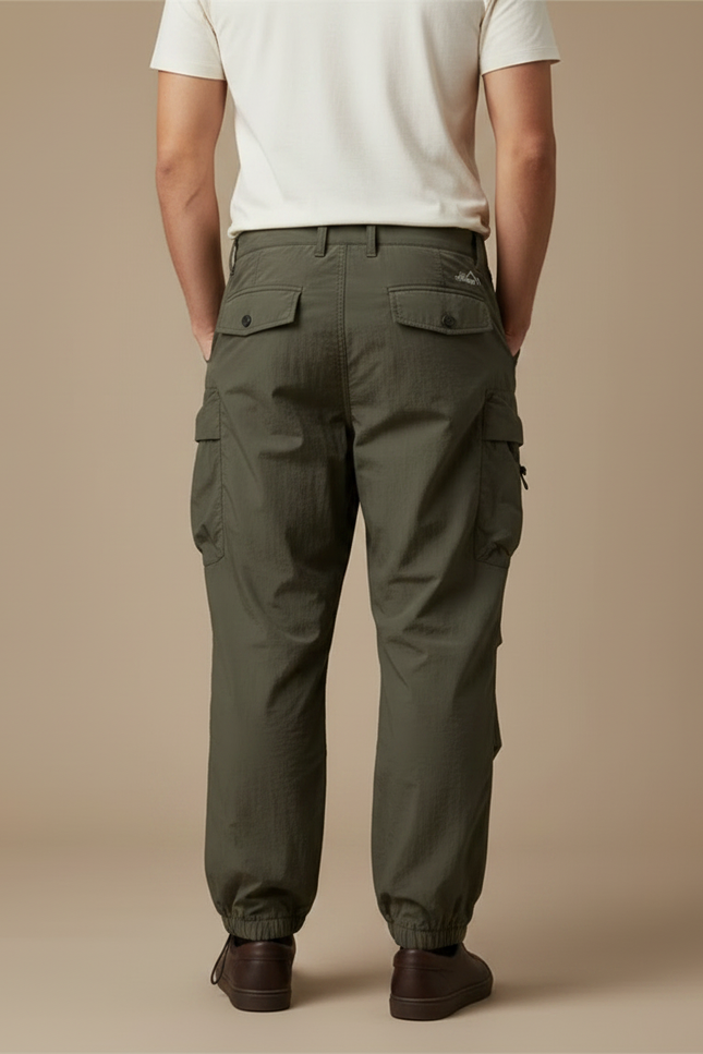 Pantalon Parachute Kaki Ample Fonctionnel Homme - Polyester - vue 2