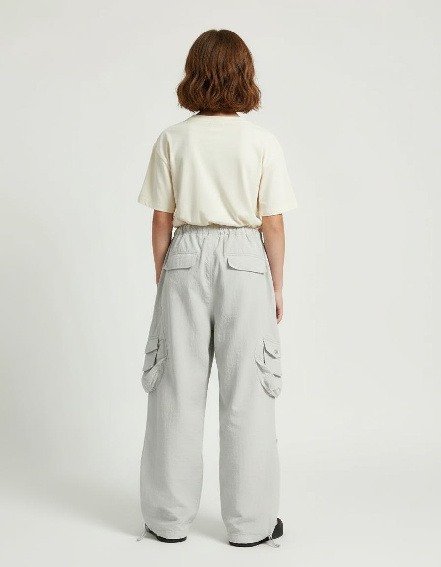 Pantalon Parachute Gris Ample Cargo Enfant Léger - Polyester - vue 2