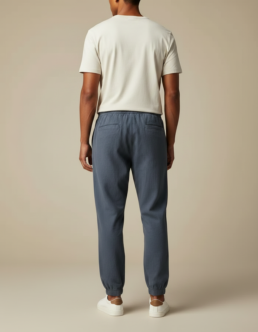 Pantalon Parachute Gris Coton Lin Ample Homme Décontracté - vue 2