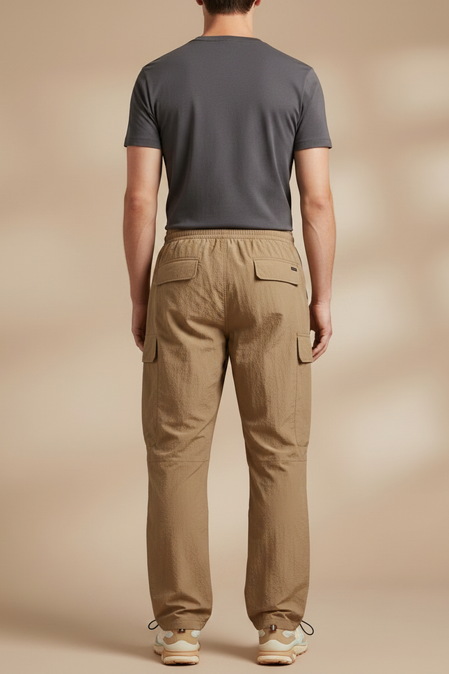 Pantalon Parachute Kaki Cargo Léger Cordon Homme - Polyester - vue 2