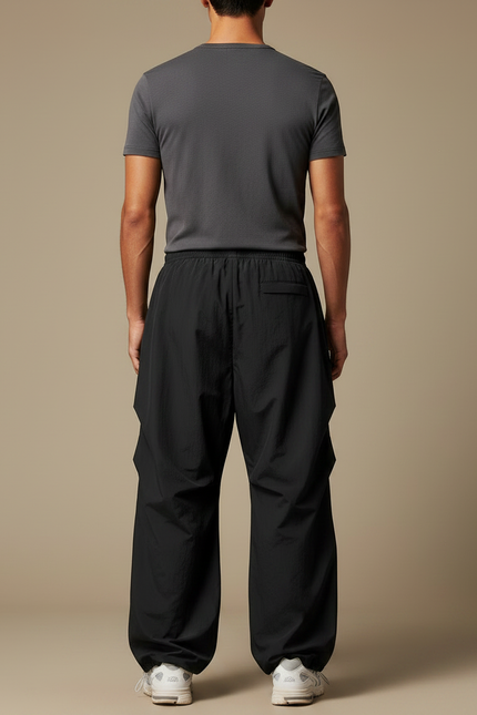 Pantalon Parachute Noir Ample Nylon Respirant Homme - Polyester - vue 2