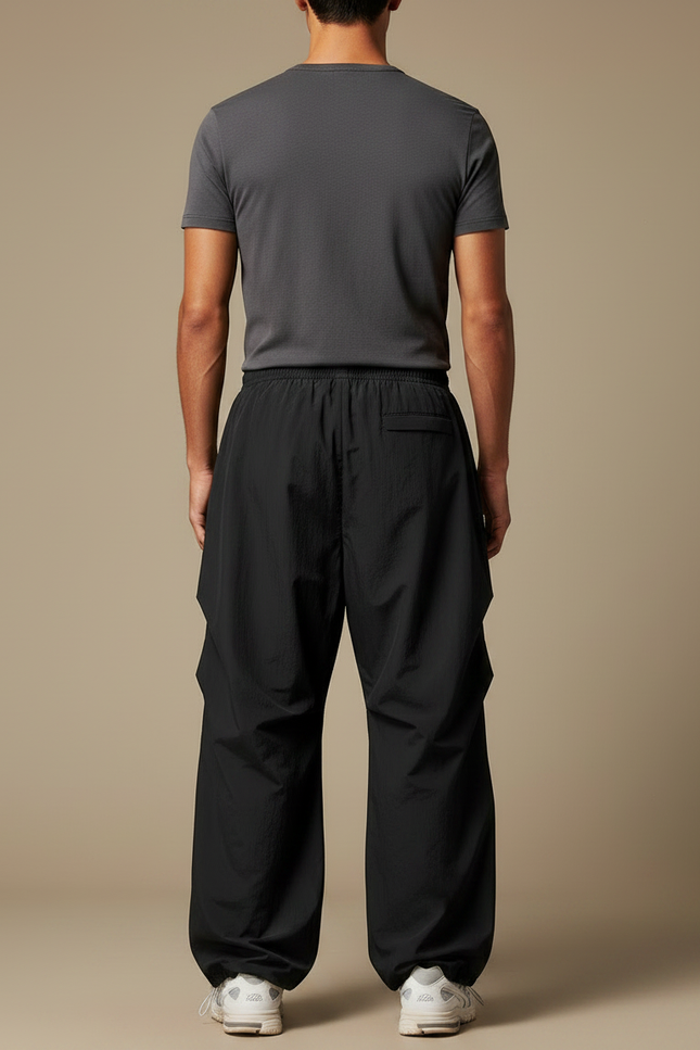 Pantalon Parachute Noir Ample Nylon Respirant Homme - Polyester - vue 2