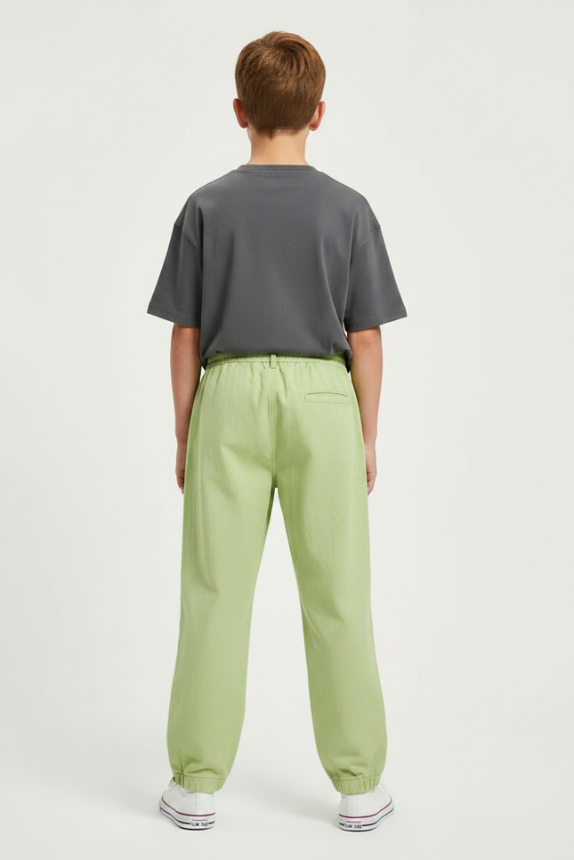 Pantalon Parachute Garçon Resserré Aux Chevilles Toile - Vert Lin - vue 2