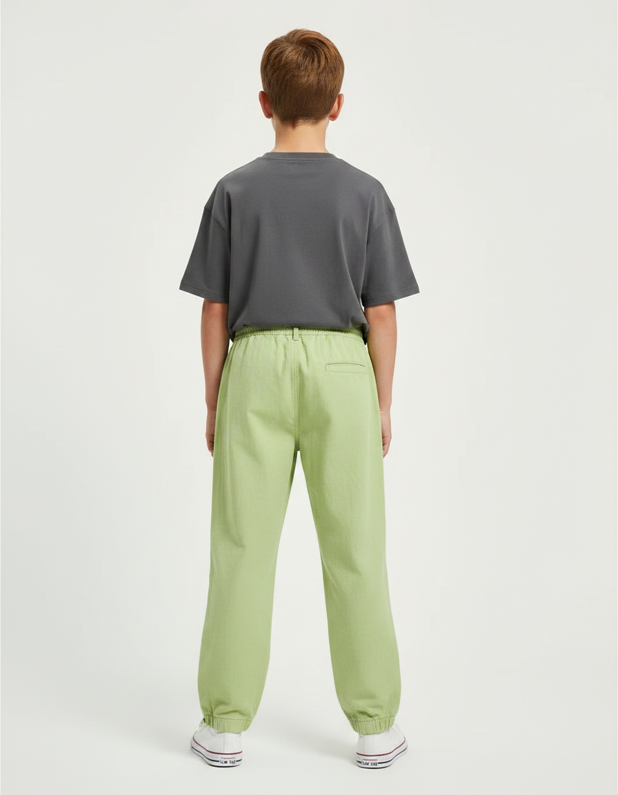 Pantalon Parachute Garçon Resserré Aux Chevilles Toile - Vert Lin - vue 2