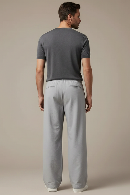 Pantalon Parachute Gris Ample Cordon Décontracté Homme - Coton - vue 2