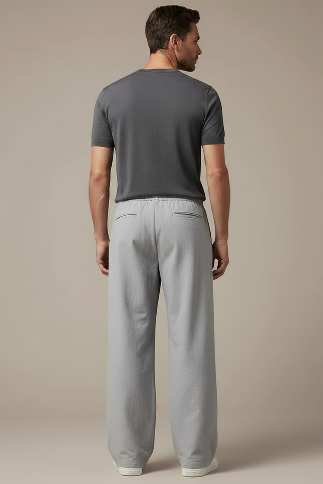 Pantalon Parachute Gris Ample Cordon Décontracté Homme - Coton - vue 2