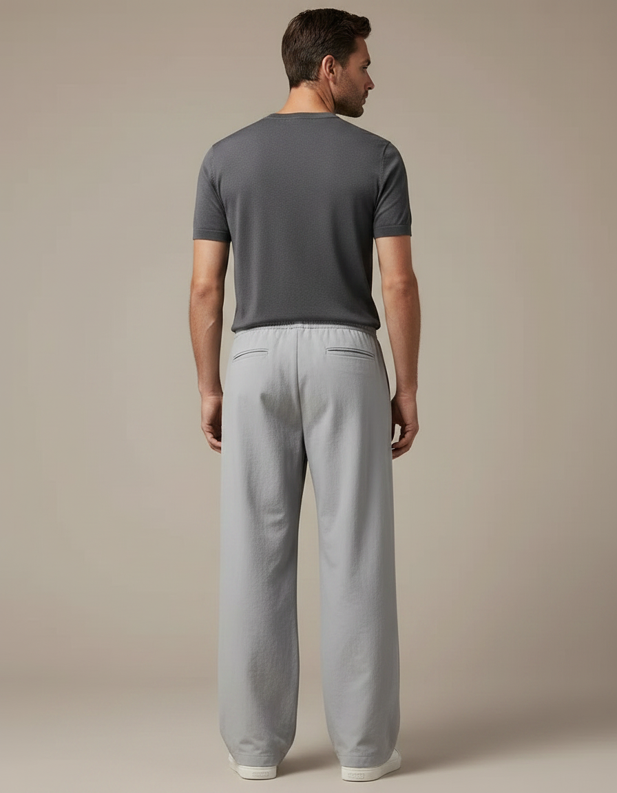 Pantalon Parachute Gris Ample Cordon Décontracté Homme - Coton - vue 2
