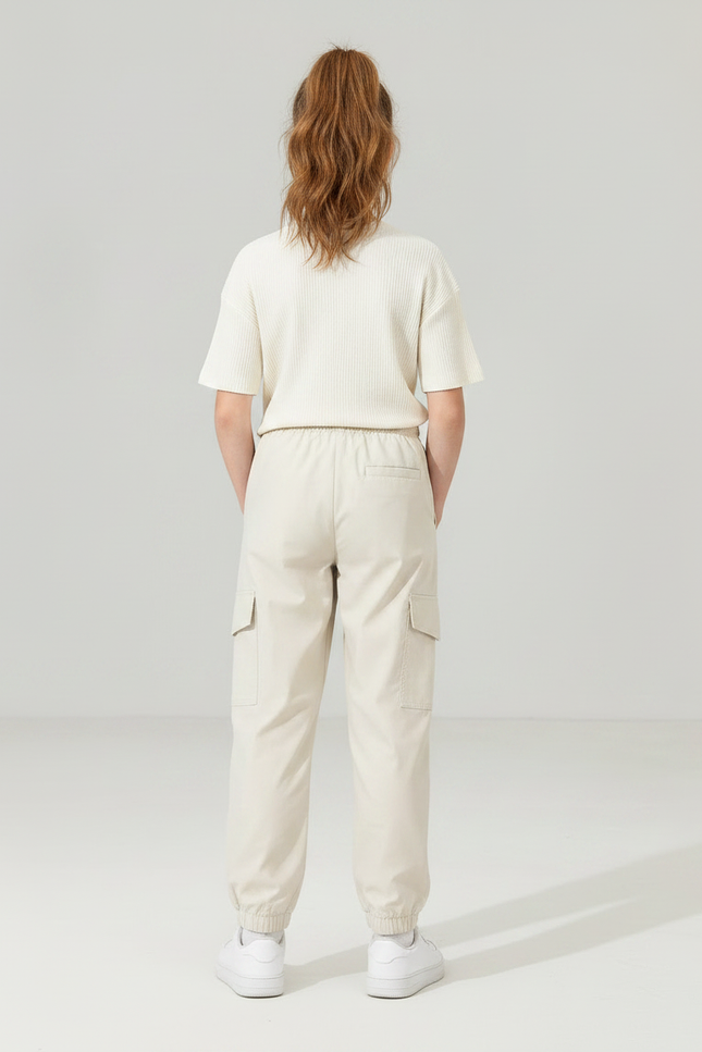 Pantalon Parachute Beige Cargo Léger Enfant - Polyester - vue 2