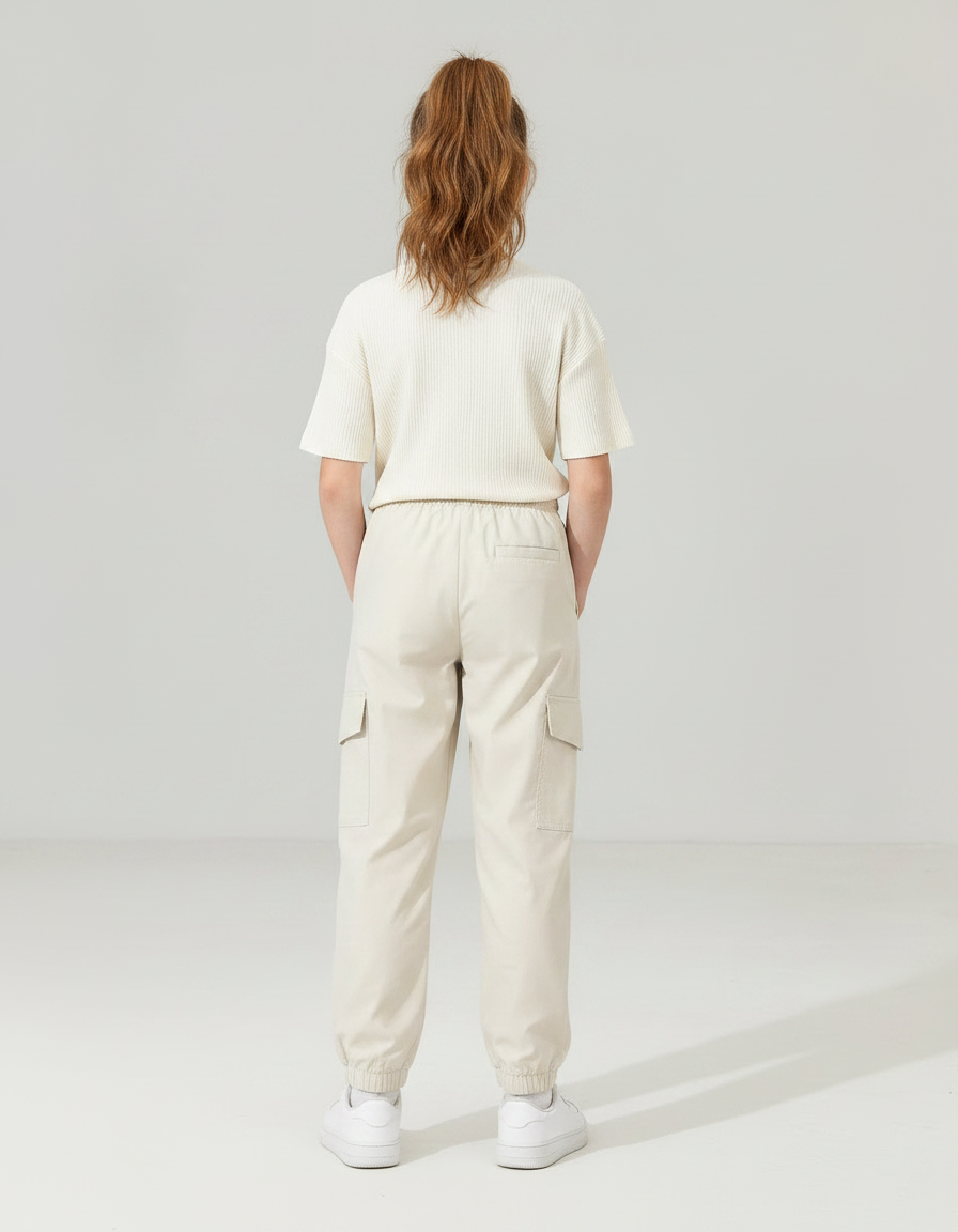 Pantalon Parachute Beige Cargo Léger Enfant - Polyester - vue 2