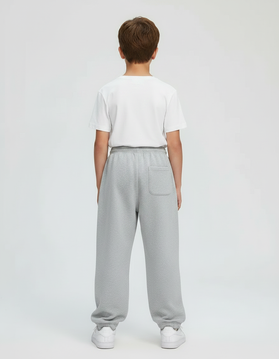 Pantalon Parachute Gris Ample Molletonné Basique Enfant - vue 2