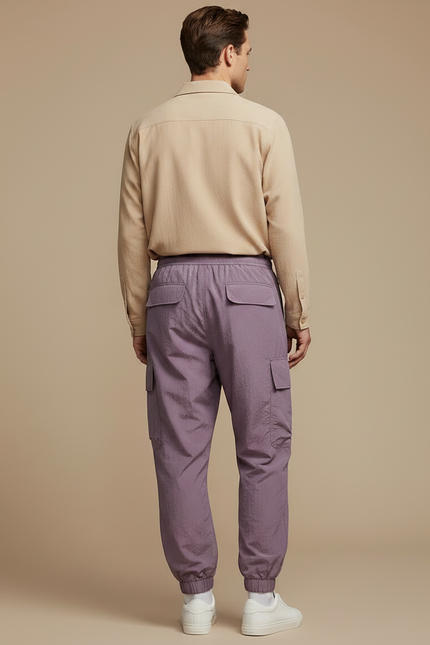 Pantalon Parachute Lilas Cargo Ample Homme - Violet Polyester - vue 2