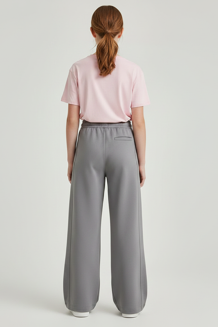 Pantalon Parachute Gris Ample Décontracté Cordon - Molleton - vue 2