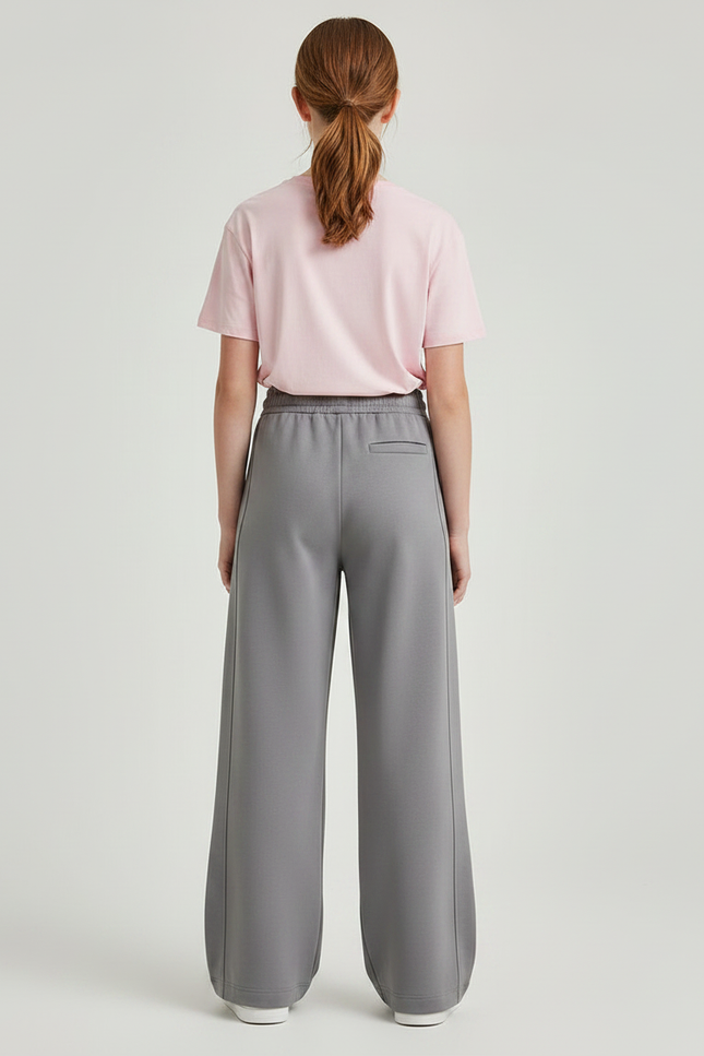 Pantalon Parachute Gris Ample Décontracté Cordon - Molleton - vue 2
