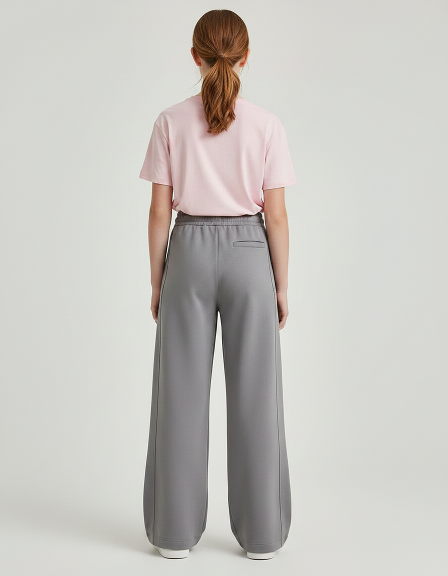Pantalon Parachute Gris Ample Décontracté Cordon - Molleton - vue 2