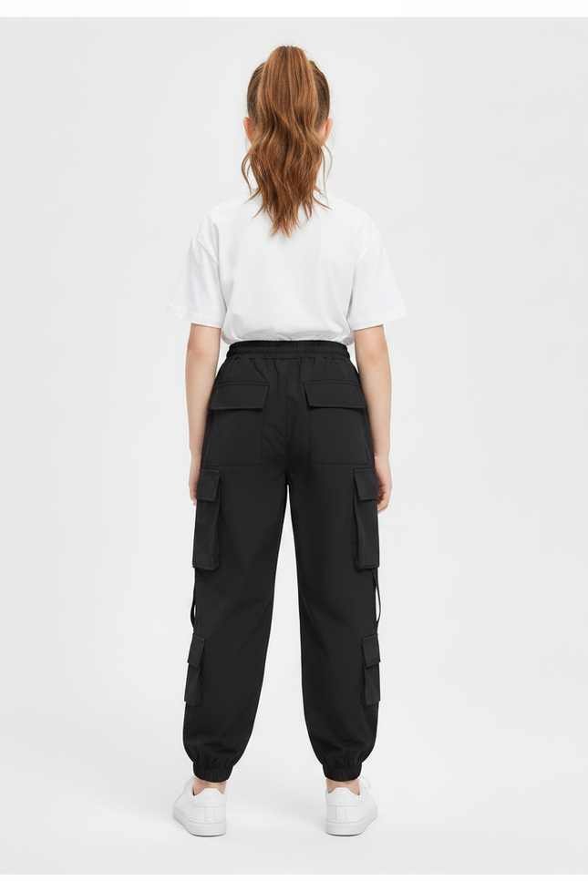 Pantalon Parachute Noir Cargo Ample Coton Femme - Polyester - vue 2