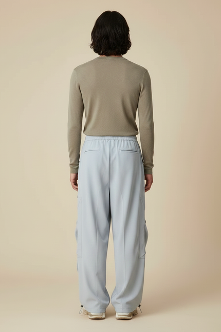 Pantalon Parachute Bleu Ciel Ample Léger Cargo - Polyester - vue 2