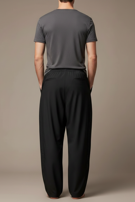 Pantalon Parachute Noir Ample Sport Maille Homme - vue 2