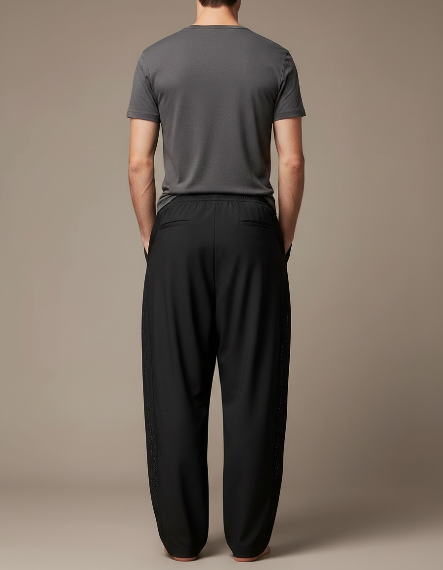 Pantalon Parachute Noir Ample Sport Maille Homme - vue 2