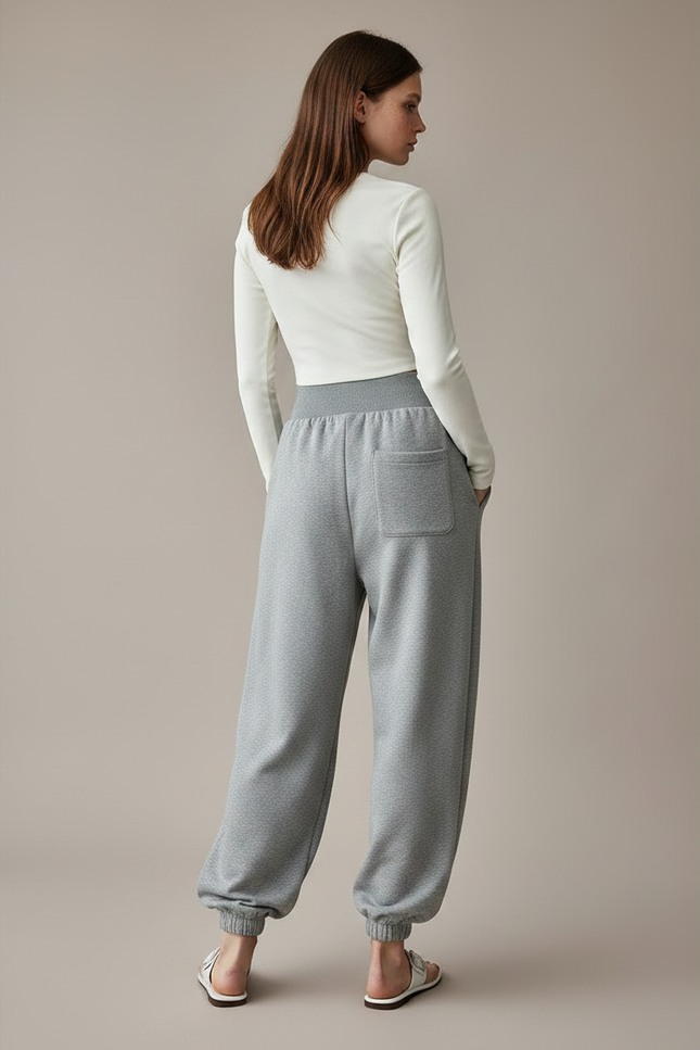 Pantalon Parachute Gris Ample Molleton Décontracté Drapé - vue 2