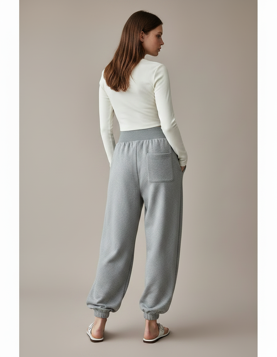 Pantalon Parachute Gris Ample Molleton Décontracté Drapé - vue 2