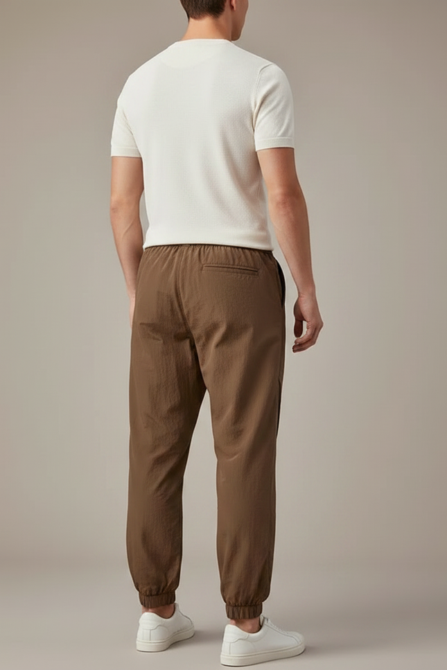 Pantalon Parachute Marron Ample Décontracté Zippé Homme - Polyester - vue 2