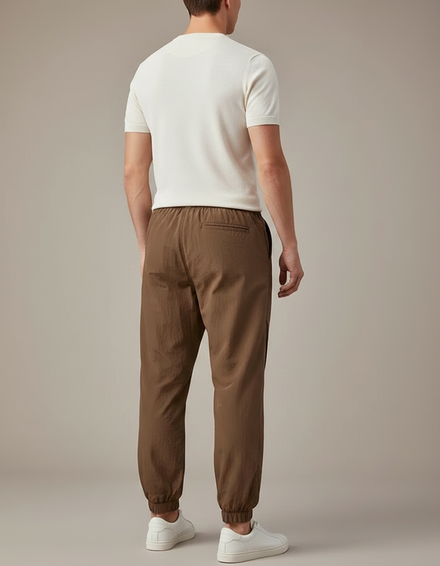 Pantalon Parachute Marron Ample Décontracté Zippé Homme - Polyester - vue 2