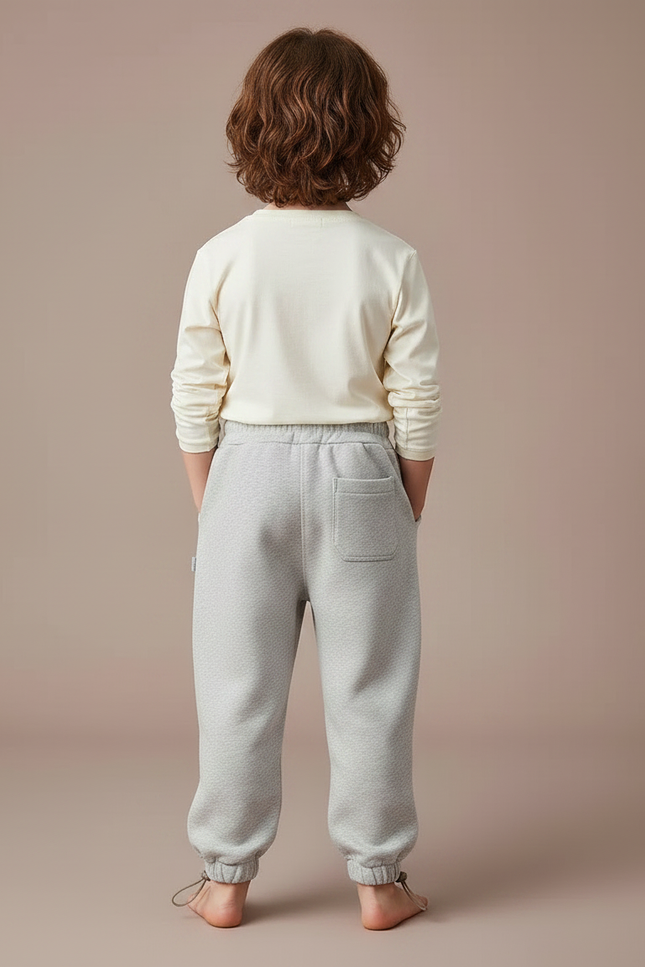 Pantalon Parachute Gris Molleton Brodé Confortable Enfant - vue 2