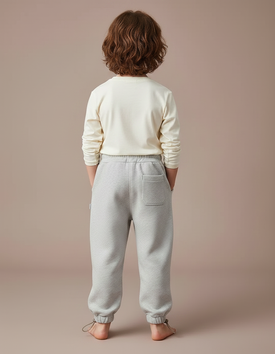 Pantalon Parachute Gris Molleton Brodé Confortable Enfant - vue 2