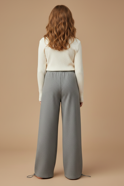 Pantalon Parachute Gris Ample Décontracté Enfant Hiver - Molleton - vue 2