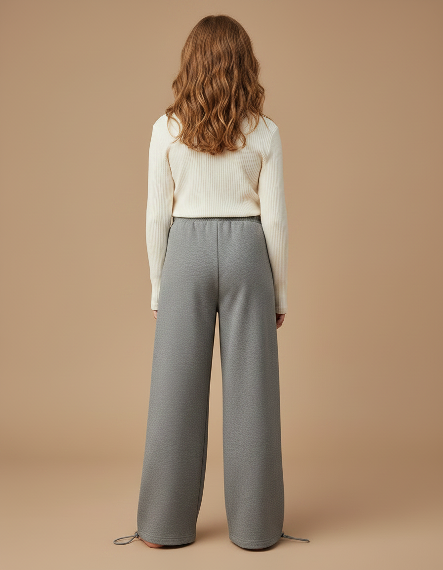Pantalon Parachute Gris Ample Décontracté Enfant Hiver - Molleton - vue 2