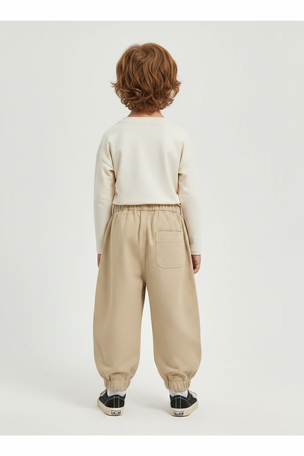 Pantalon Parachute Cargo Ample Beige Coton Enfant - vue 2