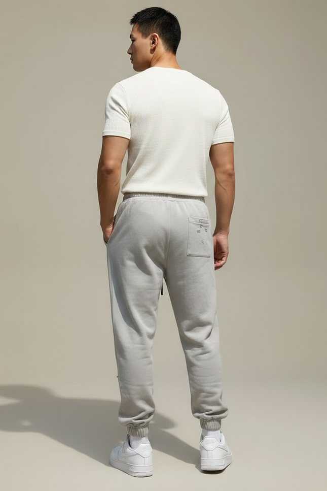Pantalon Parachute Gris Déchiré Cordon Décontracté Homme - Molleton - vue 2