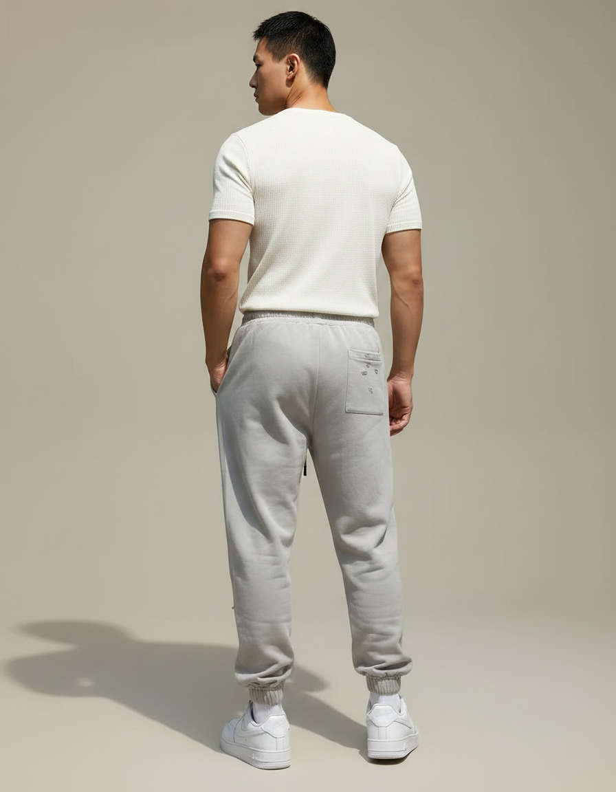 Pantalon Parachute Gris Déchiré Cordon Décontracté Homme - Molleton - vue 2