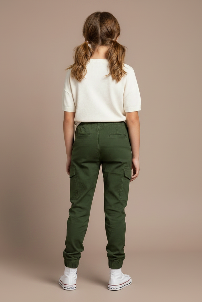 Pantalon Parachute Vert Cargo Coton Enfant - vue 2
