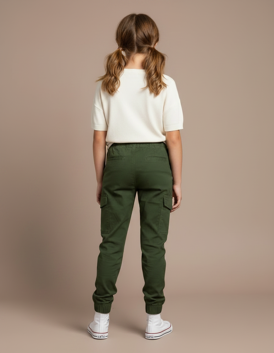 Pantalon Parachute Vert Cargo Coton Enfant - vue 2