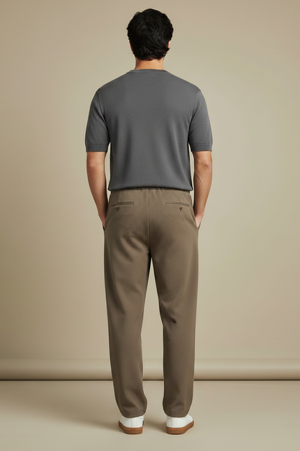 Pantalon Parachute Marron Droit Fluide Cordon Homme - Kaki Polyester - vue 2