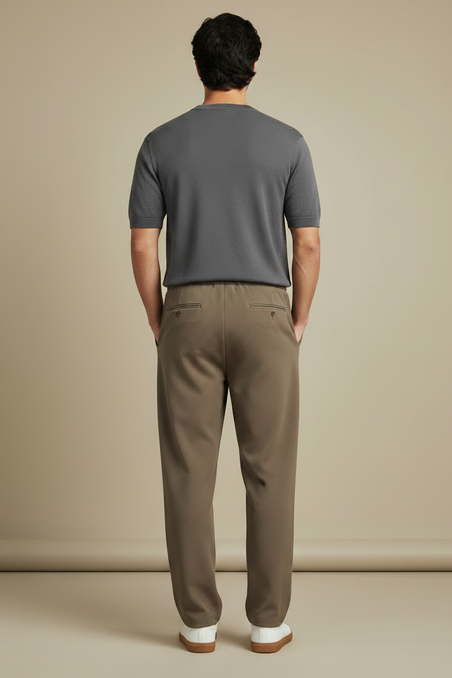 Pantalon Parachute Marron Droit Fluide Cordon Homme - Kaki Polyester - vue 2