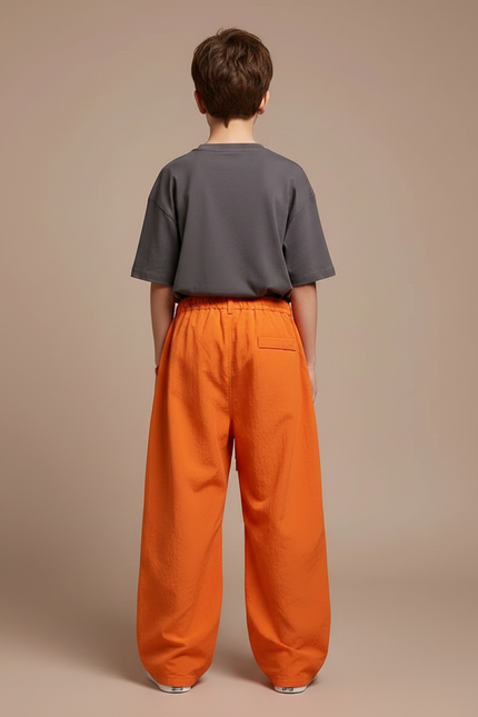 Pantalon Parachute Orange Ample Cargo Enfant Décontracté - Polyester - vue 2