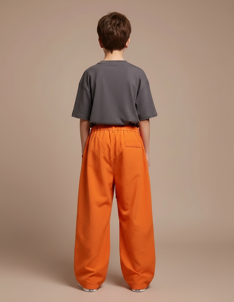 Pantalon Parachute Orange Ample Cargo Enfant Décontracté - Polyester - vue 2