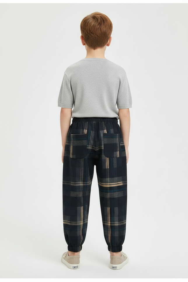 Pantalon Parachute Plaid Écossais Ample Chaud Enfant - Multicolore Tweed - vue 2