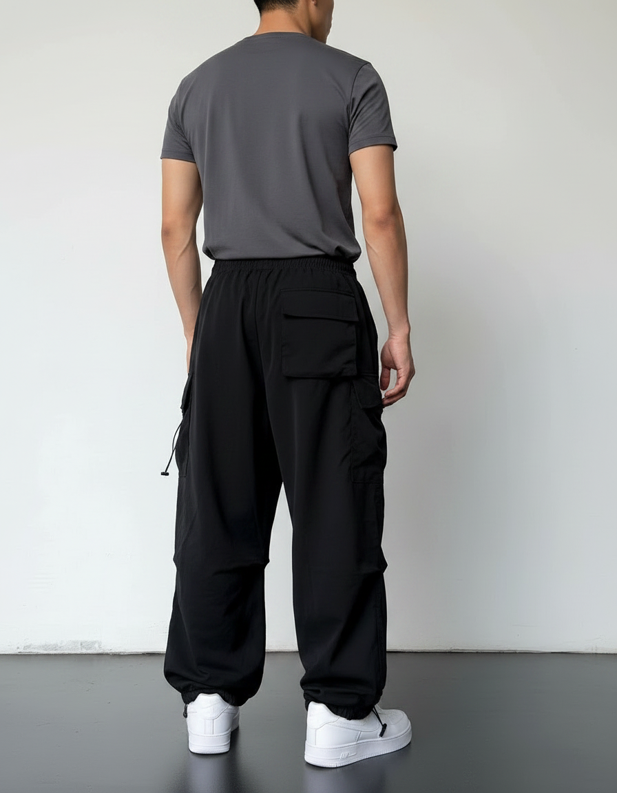 Pantalon Cargo Parachute Homme - Noir Polyester - vue 2