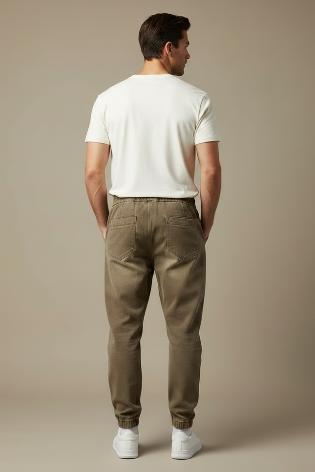 Pantalon Parachute Kaki Cargo Homme Sport Cordon - Gabardine - vue 2