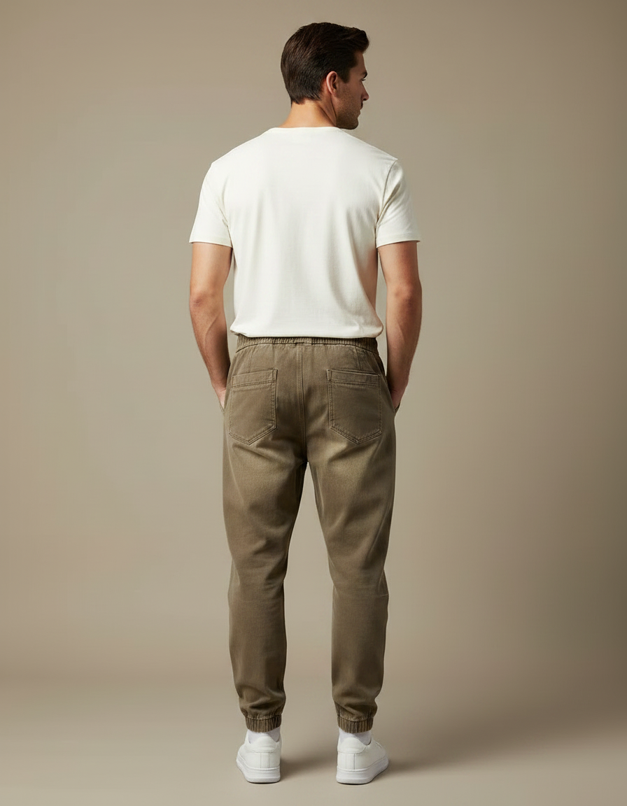 Pantalon Parachute Kaki Cargo Homme Sport Cordon - Gabardine - vue 2