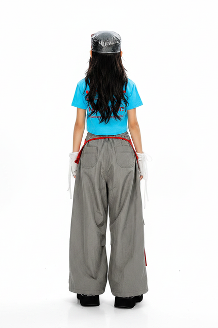 Pantalon Parachute Gris Ample Nylon Unisexe - Polyester