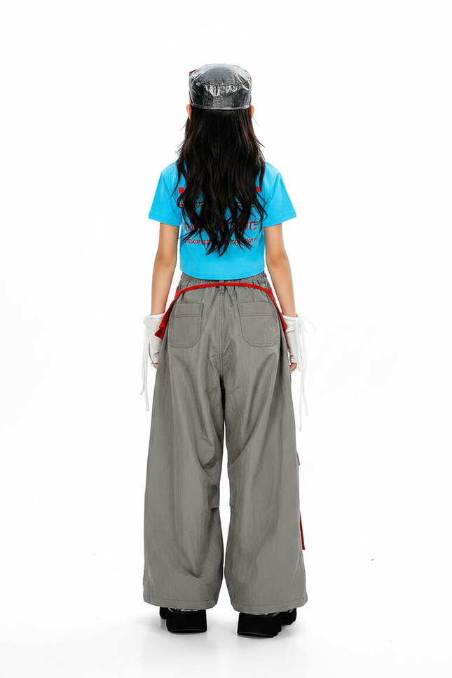 Pantalon Parachute Gris Ample Nylon Unisexe - Polyester