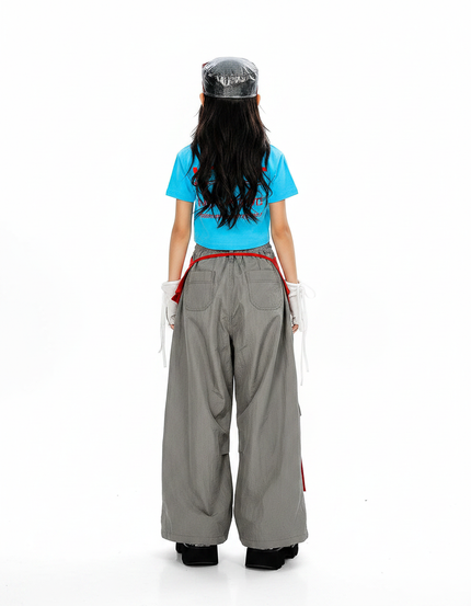 Pantalon Parachute Gris Ample Nylon Unisexe - Polyester