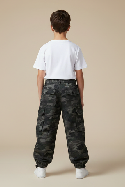 Pantalon Parachute Camouflage Cargo Ample Garçon - Imprimé Toile - vue 2
