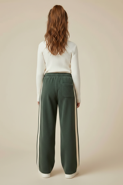 Pantalon Parachute Vert Ample Rayures Blanches - Molleton - vue 2